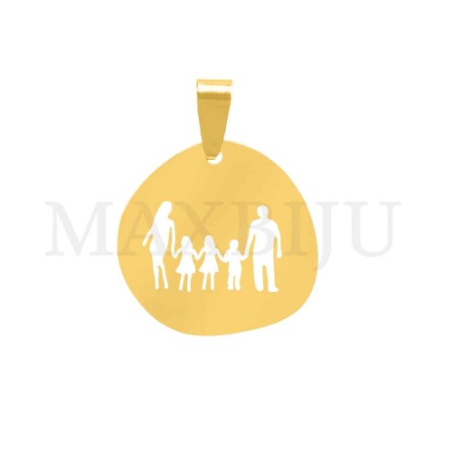 Stainless Steel Pendant - Family Two Girls One Boy (26mm)