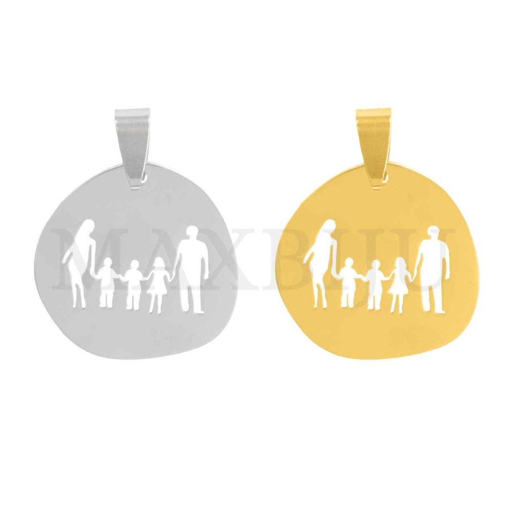 Stainless Steel Pendant - Family One Girl Two Boys (26mm)