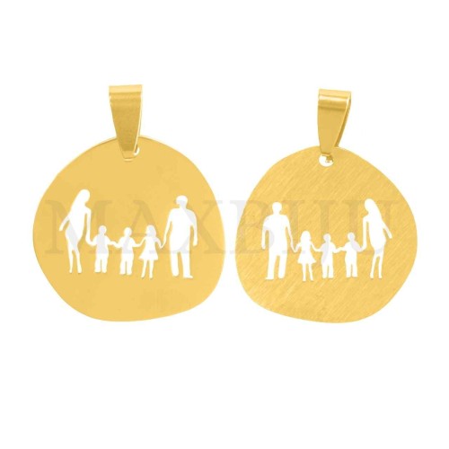 Stainless Steel Pendant - Family One Girl Two Boys (26mm)