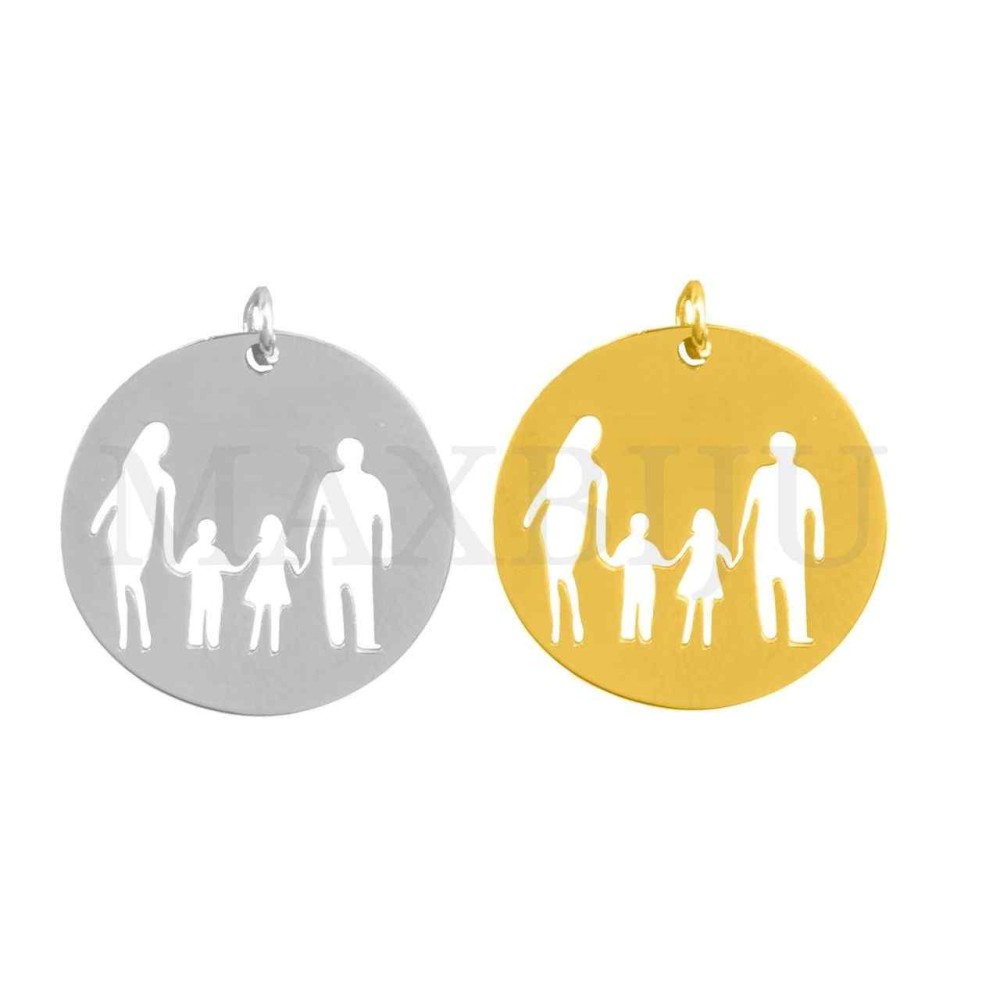 Stainless Steel Pendant - Family One Girl One Boy (20mm)