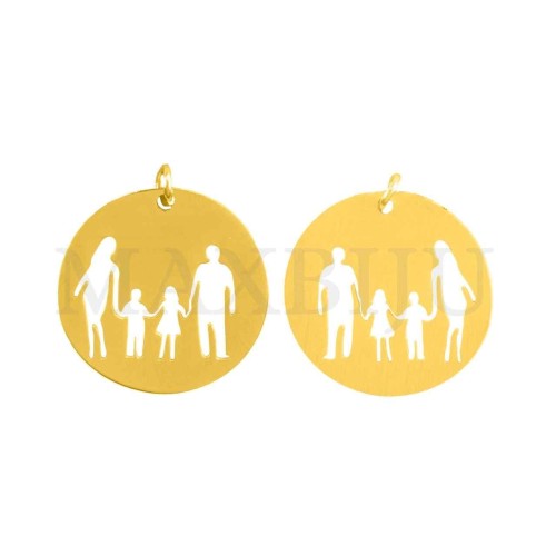 Stainless Steel Pendant - Family One Girl One Boy (20mm)