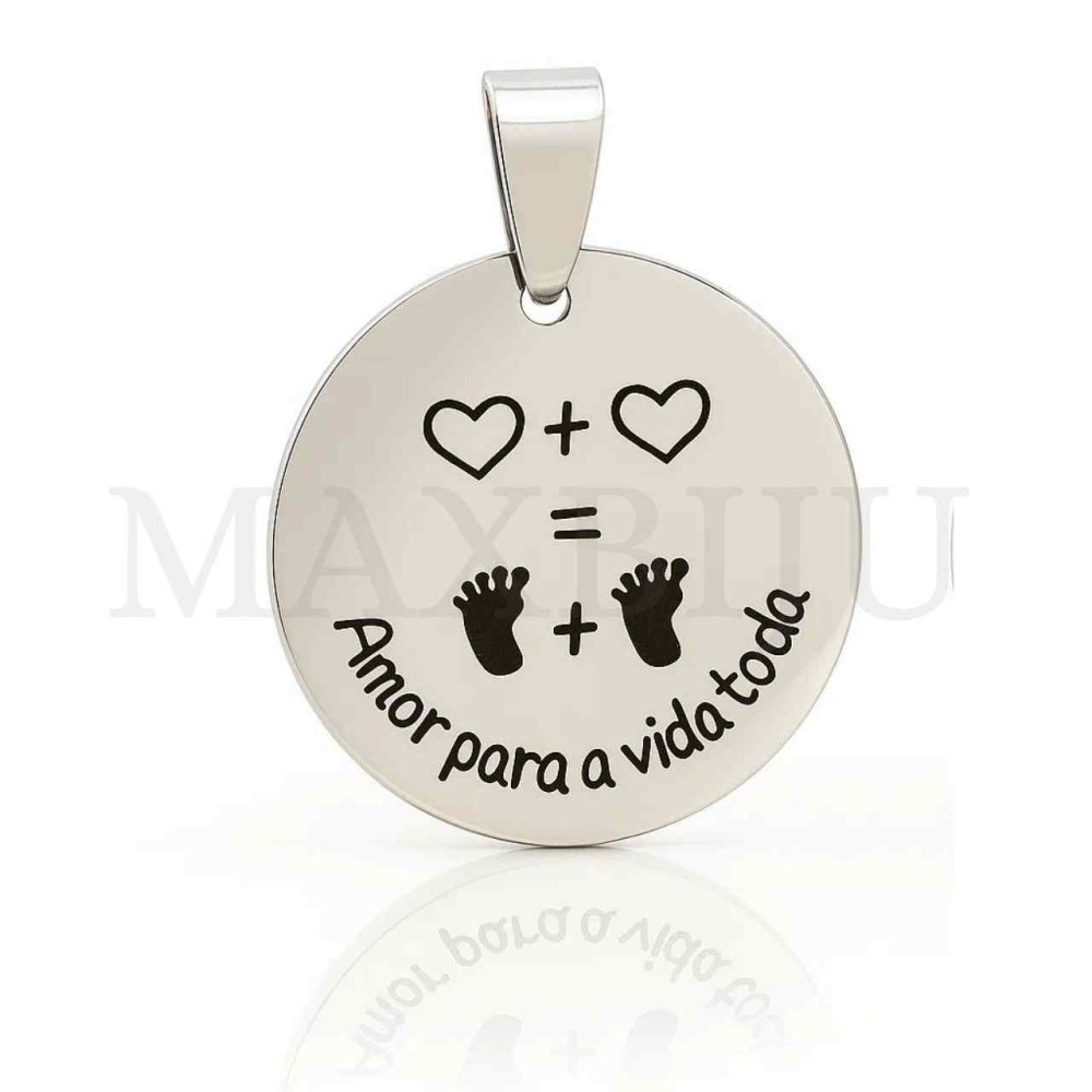 Stainless Steel Pendant - Amor para a vida toda (25mm)