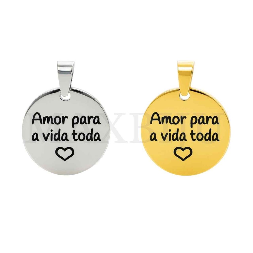 Stainless Steel Pendant - Amor para a vida toda (20mm)