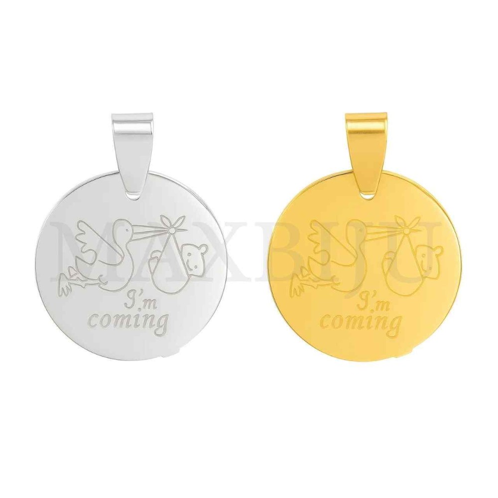 Stainless Steel Pendant - I'm Coming (25mm)