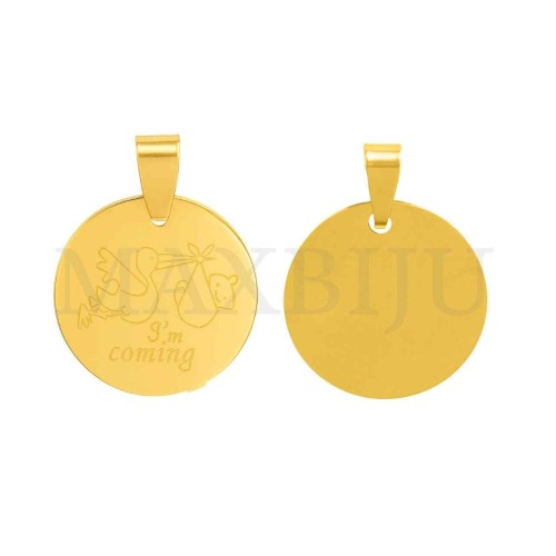 Stainless Steel Pendant - I'm Coming (25mm)
