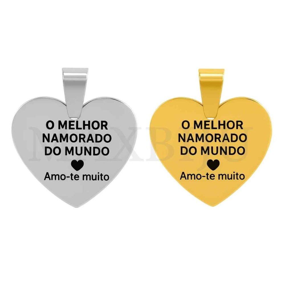 Stainless Steel Pendant - O Melhor Namorado do Mundo 25x23mm