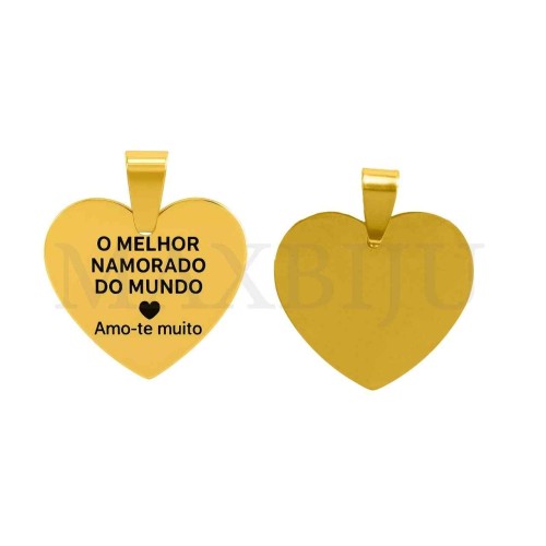 Stainless Steel Pendant - O Melhor Namorado do Mundo 25x23mm
