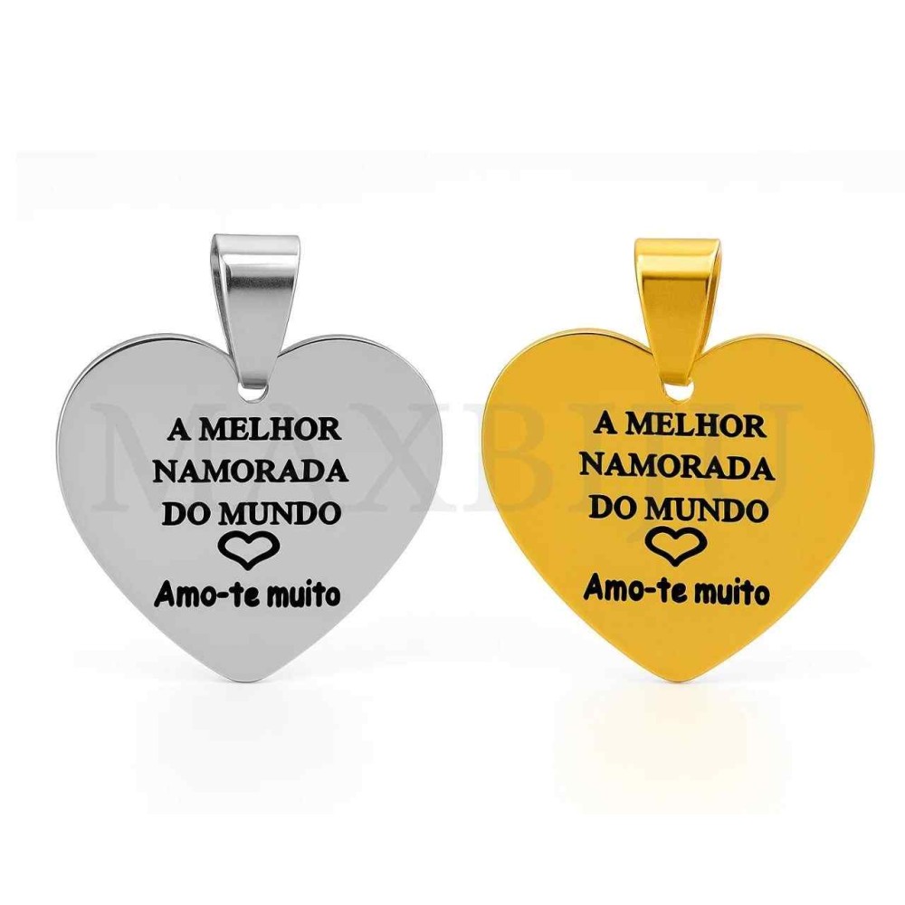 Stainless Steel Pendant - A Melhor Namorada do Mundo 25x23mm