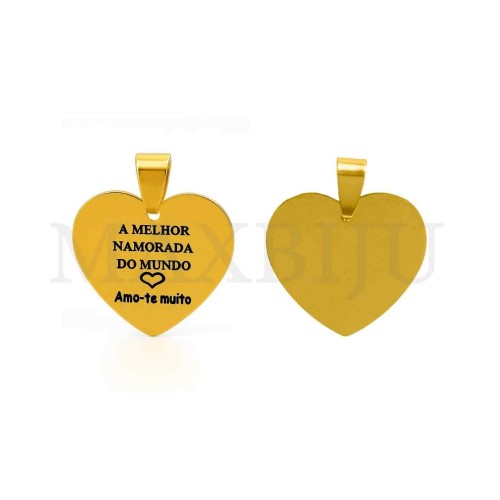 Stainless Steel Pendant - A Melhor Namorada do Mundo 25x23mm