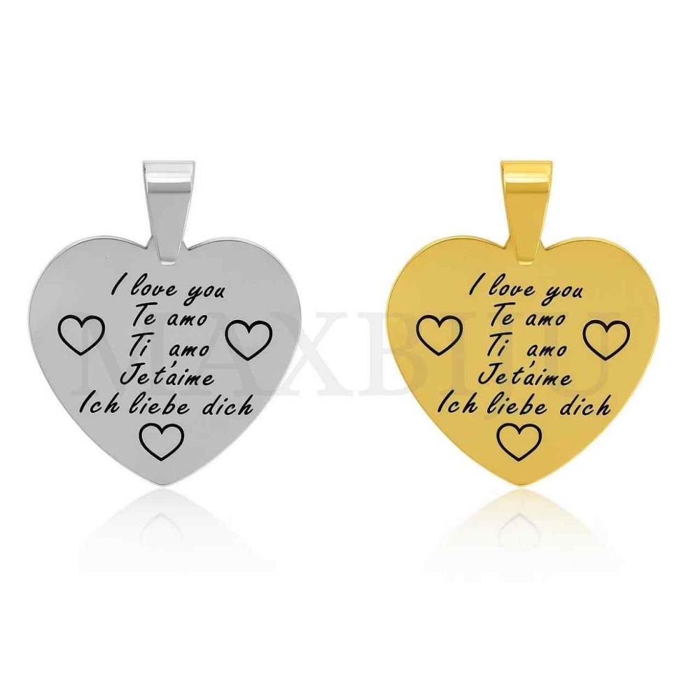 Stainless Steel Pendant - I Love You 27x26mm