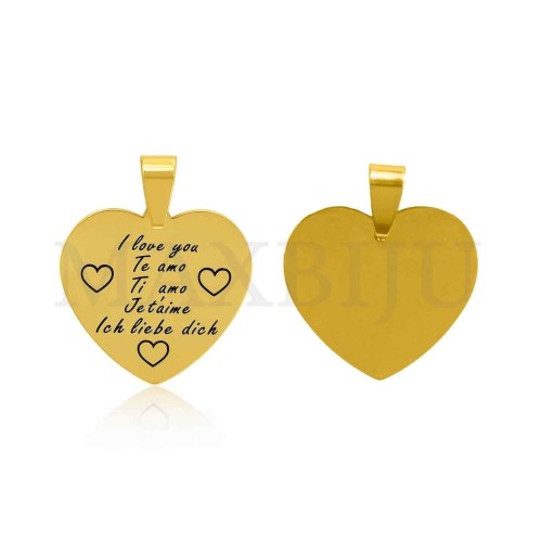 Stainless Steel Pendant - I Love You 27x26mm