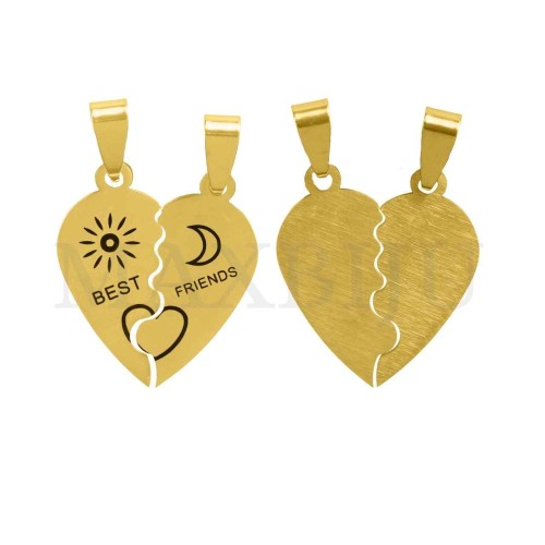 Stainless Steel Interlocking Pendant - Best Friends 25x28mm