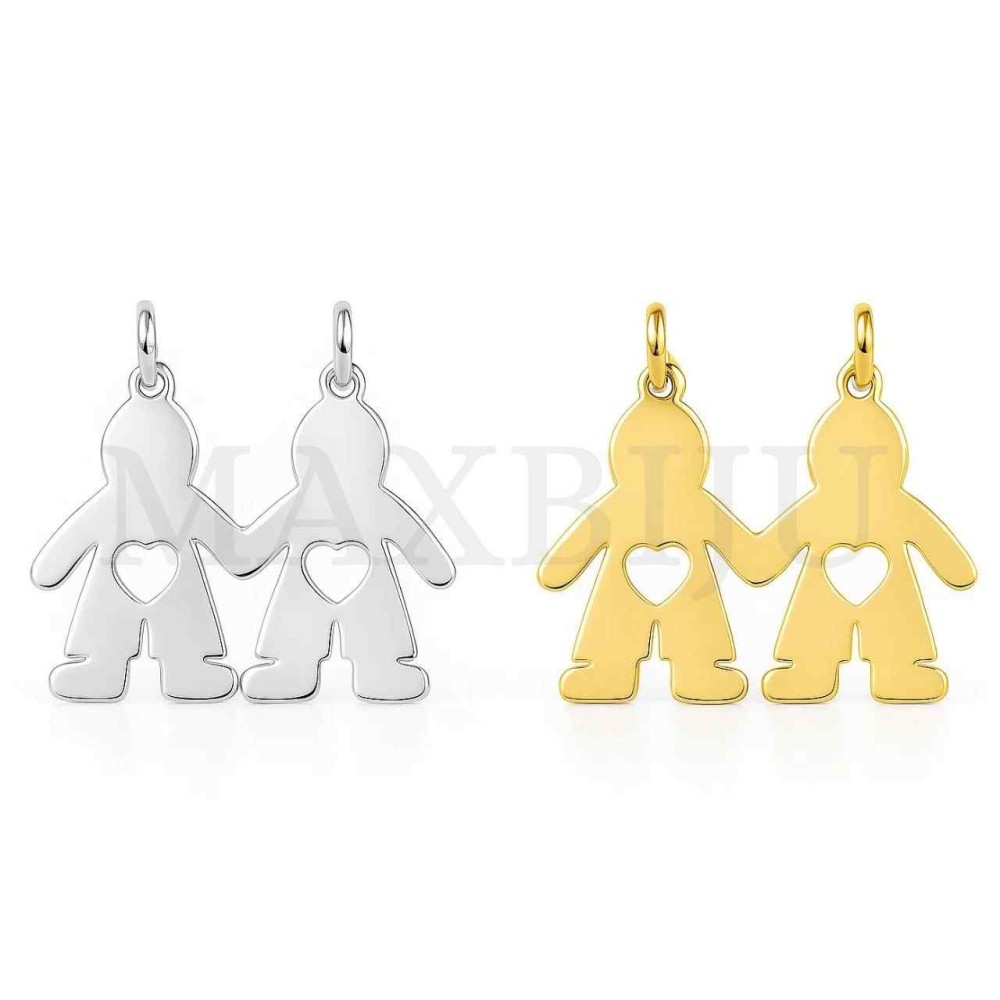 Stainless Steel Pendant - Two Boys 21x16mm