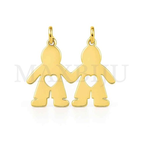 Stainless Steel Pendant - Two Boys 21x16mm