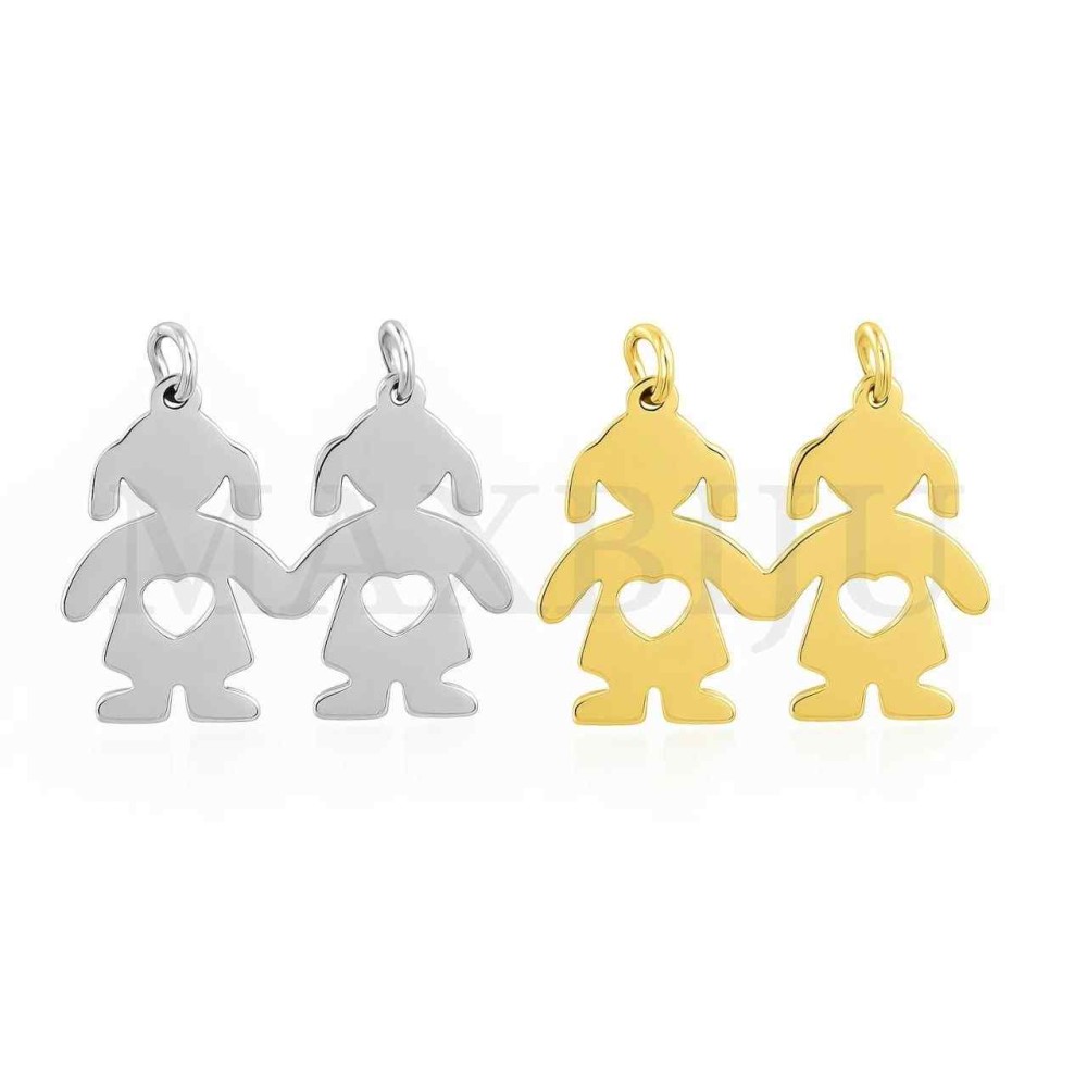 Stainless Steel Pendant - Two Girls 19x16mm