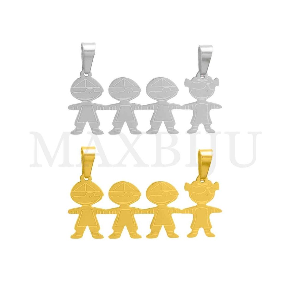 Stainless Steel Pendant - Three Boys One Girl 35x25mm