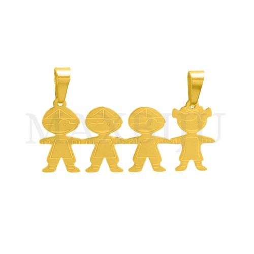 Stainless Steel Pendant - Three Boys One Girl 35x25mm