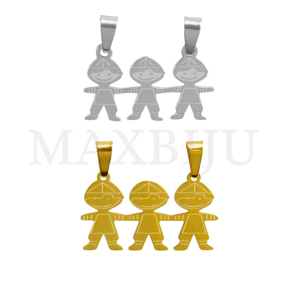 Stainless Steel Pendant - Three Boys 27x15mm