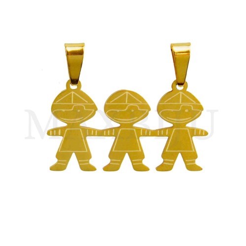 Stainless Steel Pendant - Three Boys 27x15mm