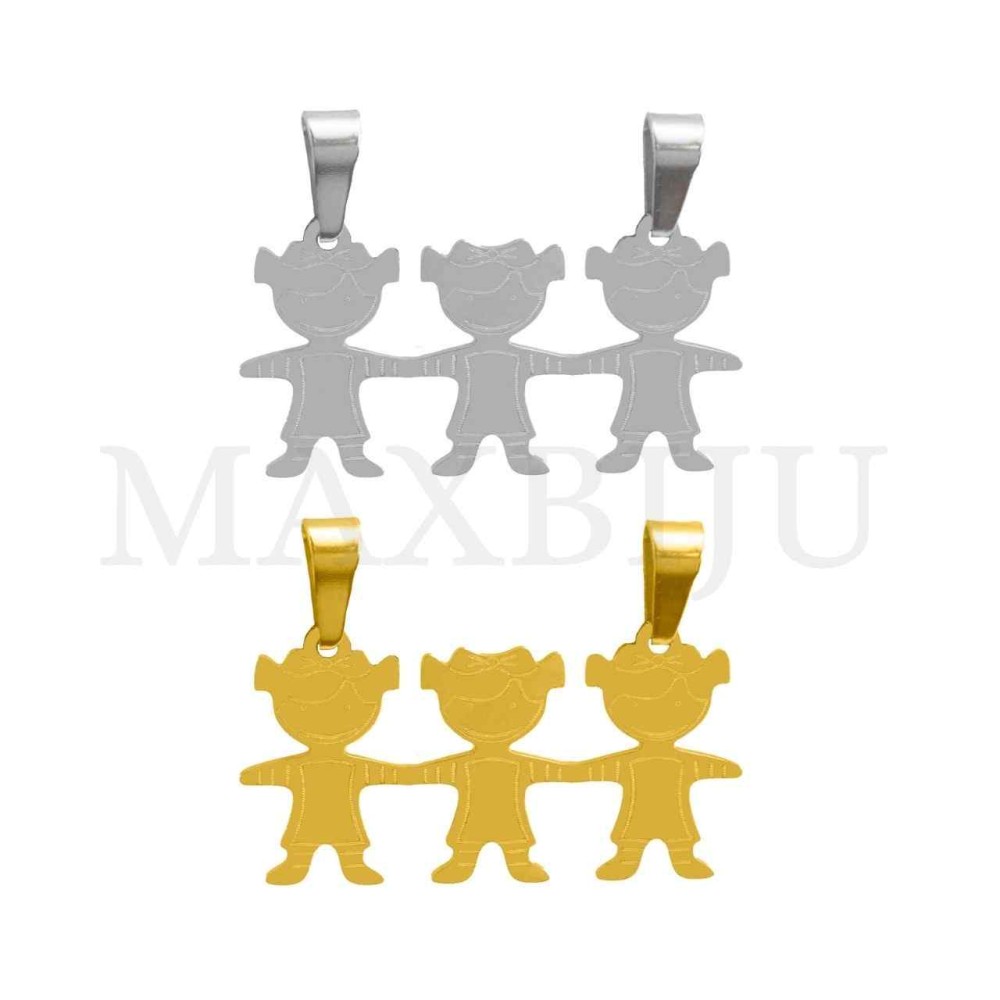 Stainless Steel Pendant - Three Girls 27x15mm