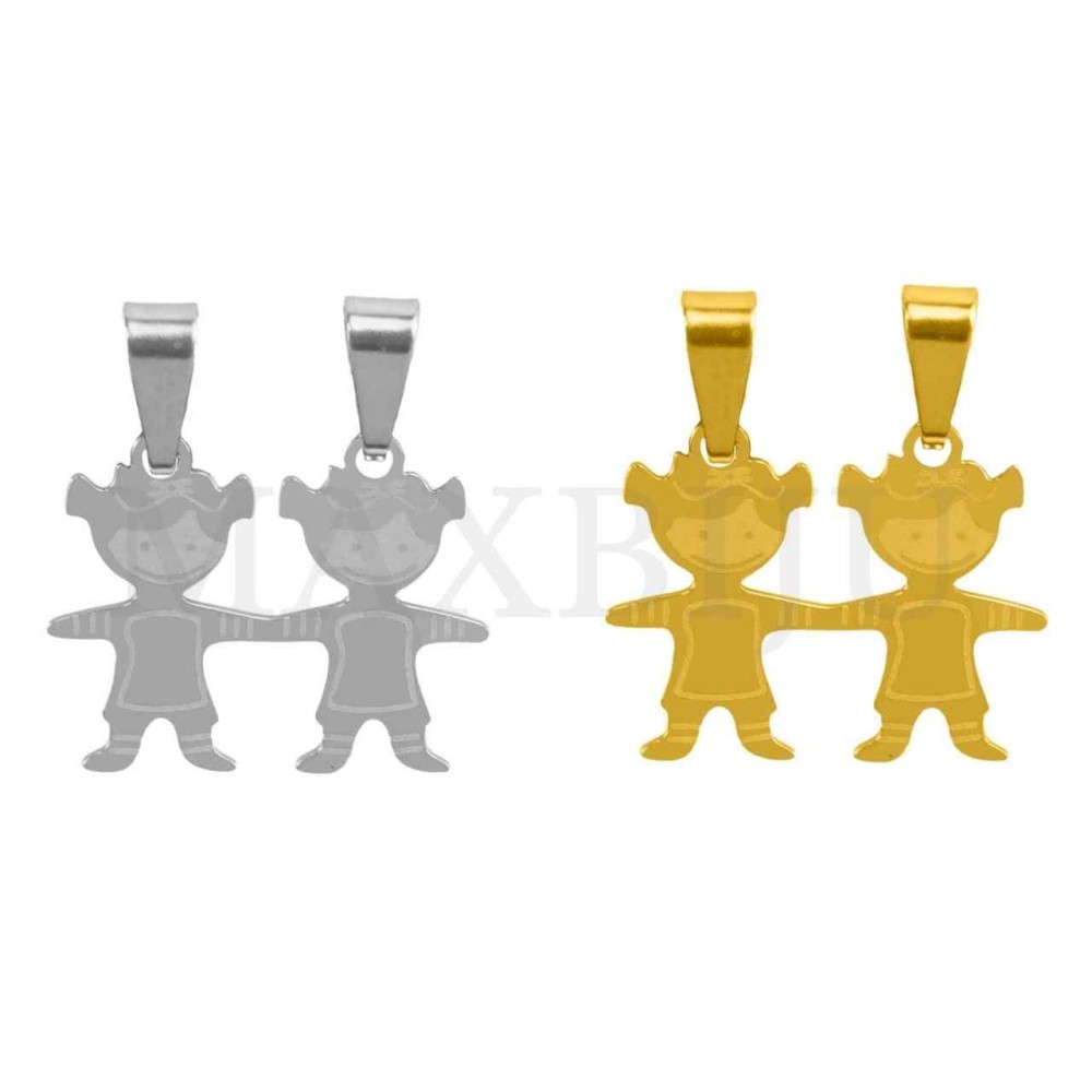 Stainless Steel Pendant - Two Girls 21x17mm