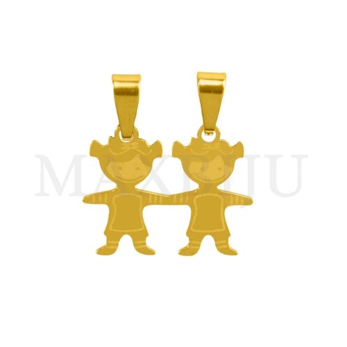 Stainless Steel Pendant - Two Girls 21x17mm