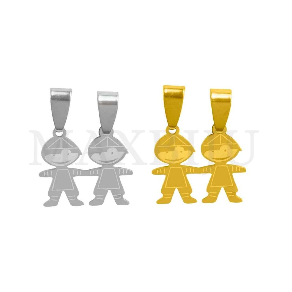 Stainless Steel Pendant - Two Boys 21x17mm
