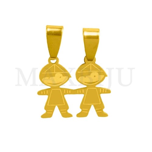 Stainless Steel Pendant - Two Boys 21x17mm