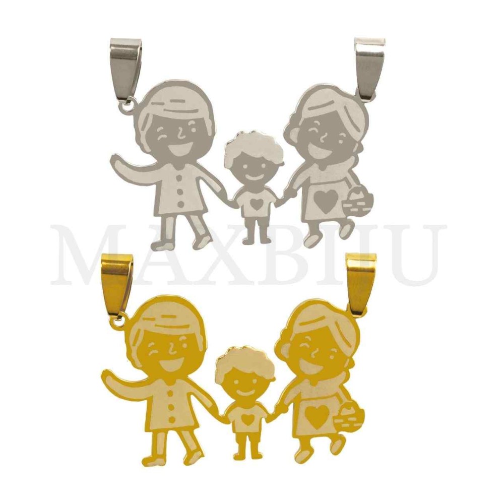 Stainless Steel Pendant - Family 40x25mm