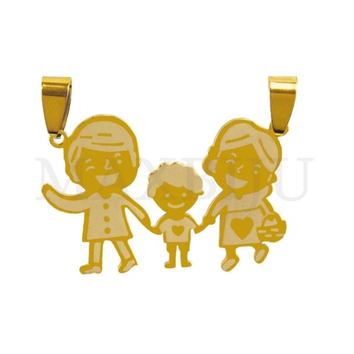 Stainless Steel Pendant - Family 40x25mm