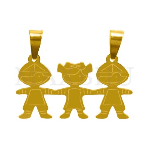 Stainless Steel Pendant - Two Boys One Girl 27x13mm