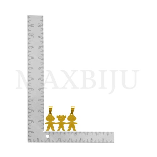 Stainless Steel Pendant - Two Boys One Girl 27x13mm