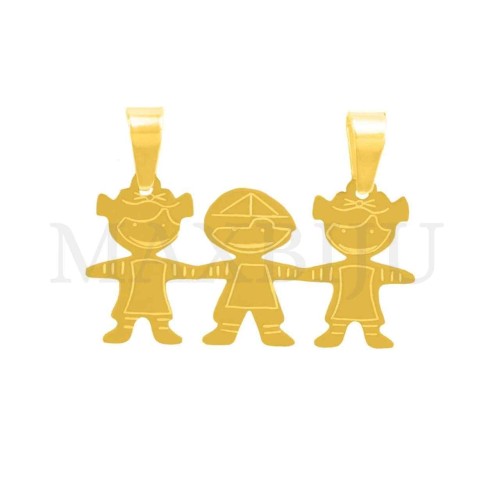 Stainless Steel Pendant - Two Girls One Boy 27x13mm