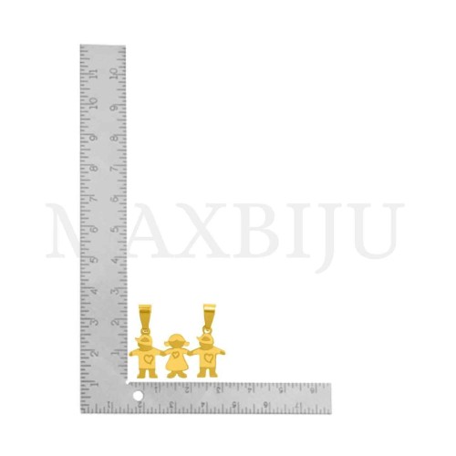 Stainless Steel Pendant - Two Boys One Girl 28x14mm