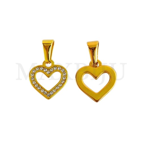 Stainless Steel Heart with Zirconium Pendant 15mm.