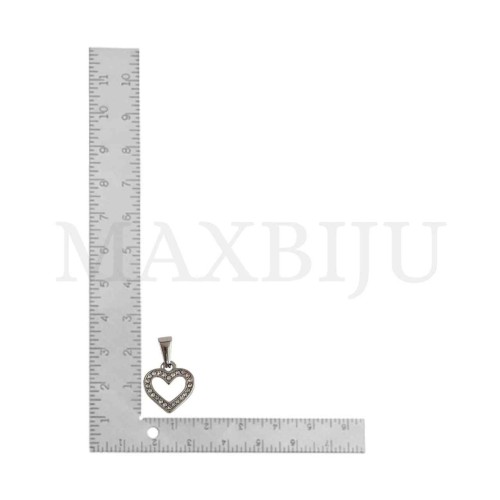 Stainless Steel Heart with Zirconium Pendant 15mm.