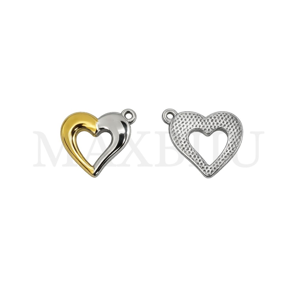 Stainless Steel Heart Pendant 22x17mm.