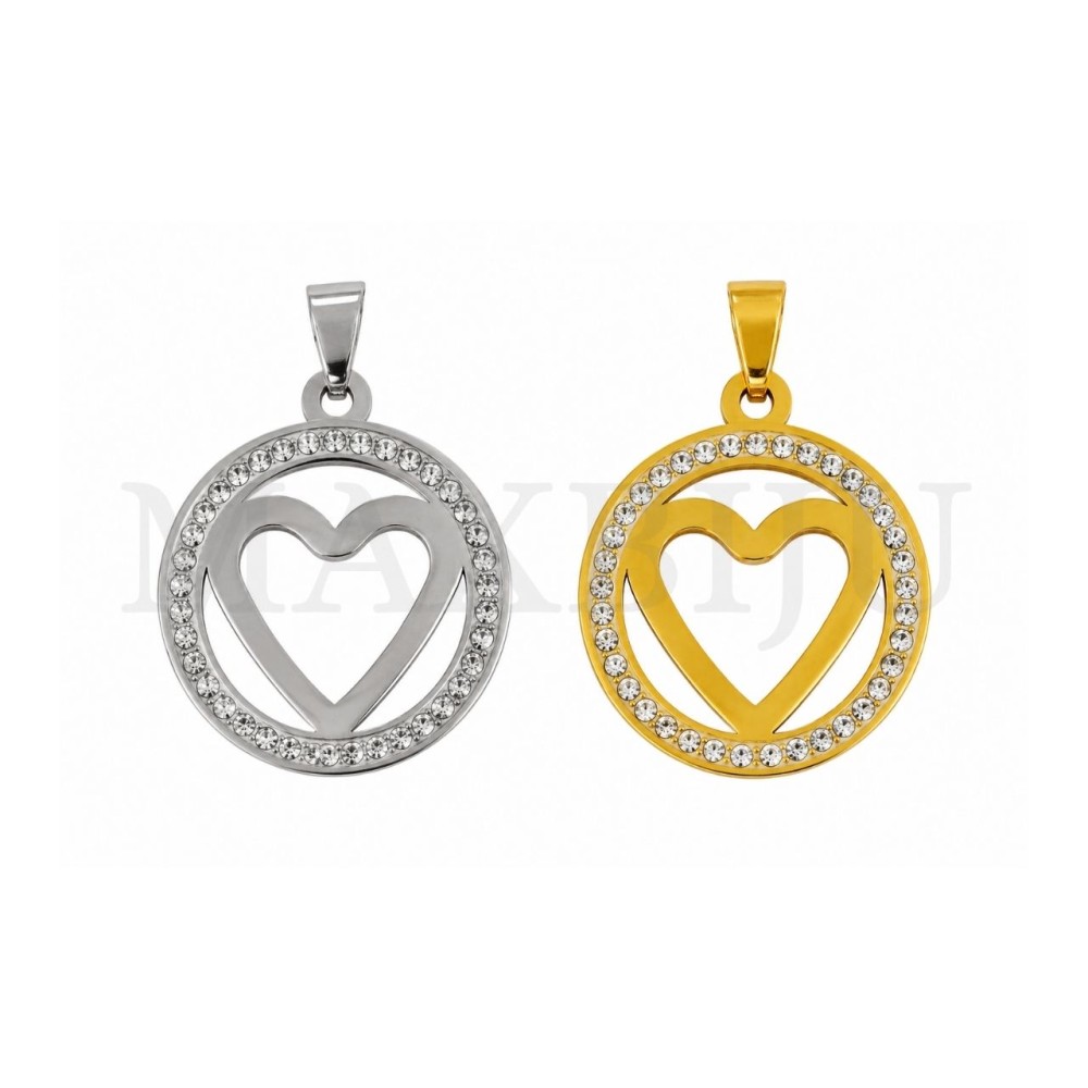 Stainless Steel Heart Pendant 30mm.