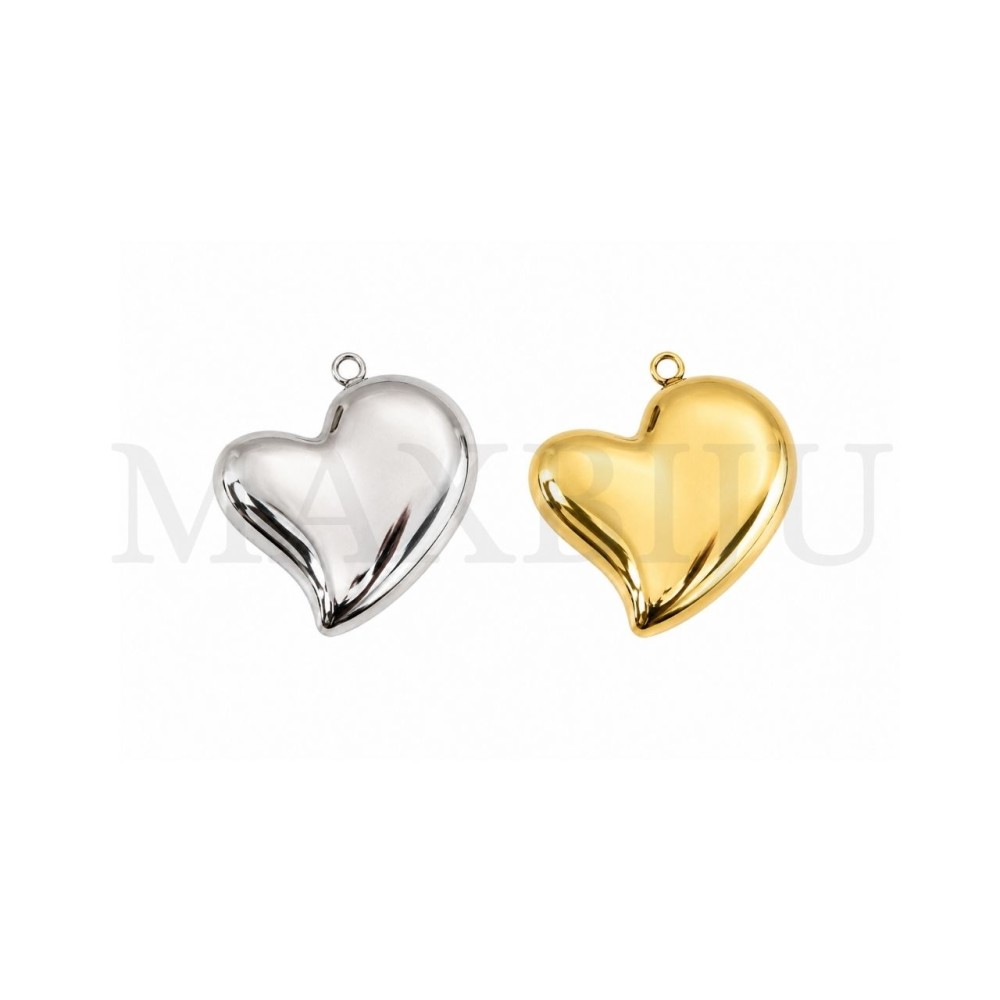 Stainless Steel Heart Pendant 40x44mm.