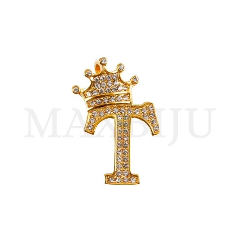 Steel 30mm Pendant - Letter with Crown