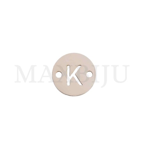 Steel 12mm Round Bracelet Medal Letter