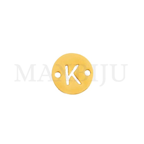 Steel 12mm Round Bracelet Medal Letter