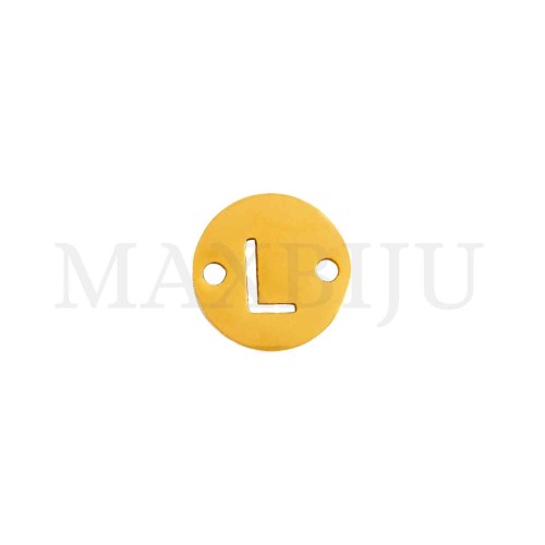 Steel 12mm Round Bracelet Medal Letter