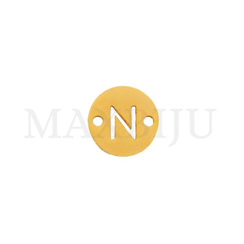 Steel 12mm Round Bracelet Medal Letter