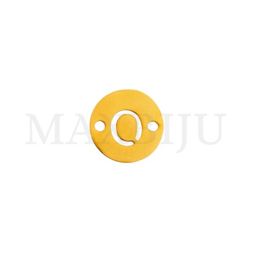 Steel 12mm Round Bracelet Medal Letter