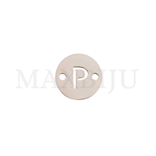 Steel 12mm Round Bracelet Medal Letter