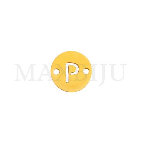 Steel 12mm Round Bracelet Medal Letter