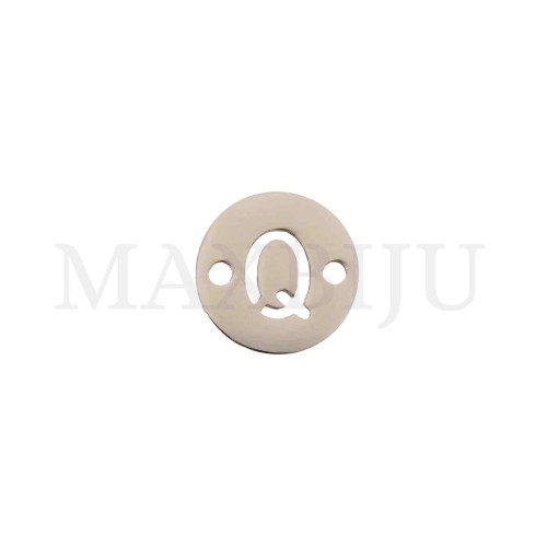 Steel 12mm Round Bracelet Medal Letter