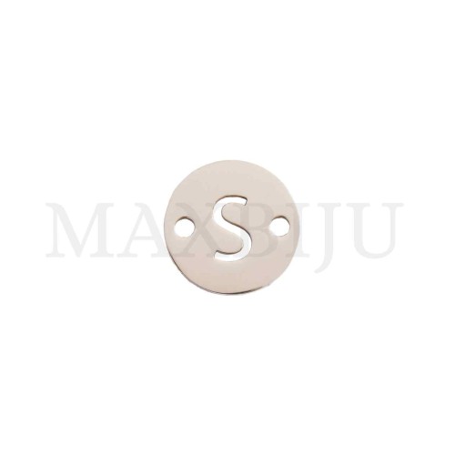 Steel 12mm Round Bracelet Medal Letter
