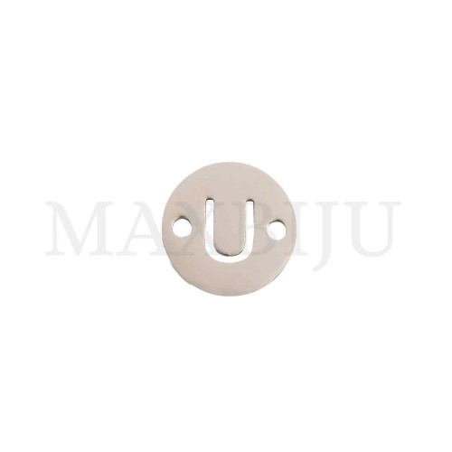 Steel 12mm Round Bracelet Medal Letter